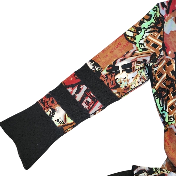 Eva Varro Abstract Art Asymmetrical Tunic Top Large Black Edgy Boho Artsy - Picture 6 of 10